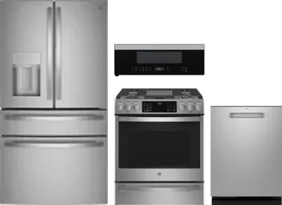 4 Piece Package Includes Refrigerator, Range, Microwave And Dishwasher